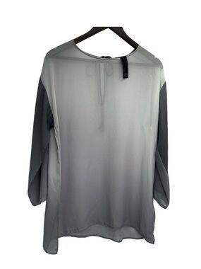 Eileen Fisher Ombre crushed Silk  Long-Sleeve tunic style Blouse - Gray